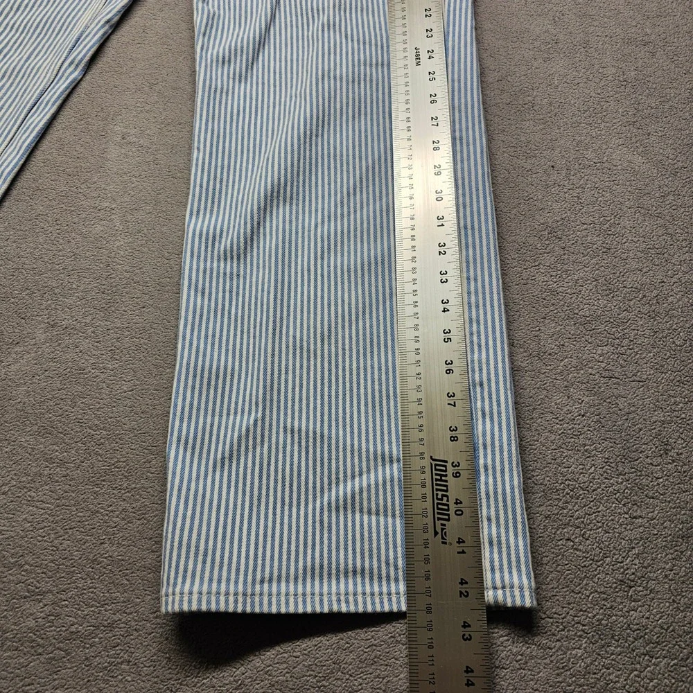 Abercrombie & Fitch 90s Relaxed Jean Womens 32 14R Blue White Striped Curve Love